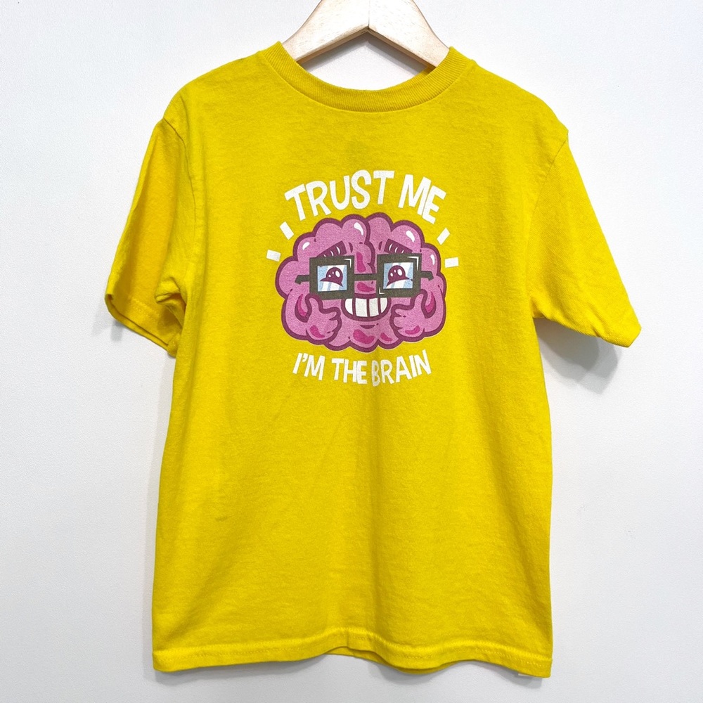 vintage | trust me i'm the brain yellow unisex tee youth xs 5/6